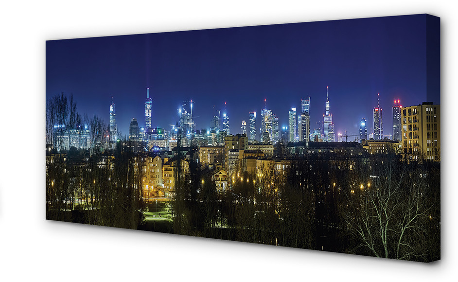 PL Tulup Obrazy na płótnie Warszawa Noc panorama 100x50cm