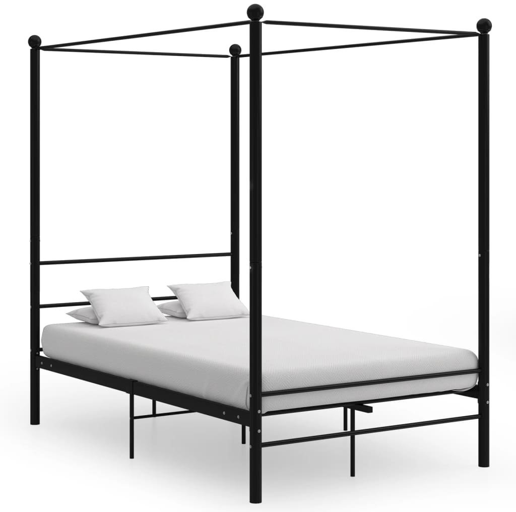 Фото - Ліжко VidaXL Rama łóżka z baldachimem, czarna, metalowa, 120 x 200 cm Lumarko! 
