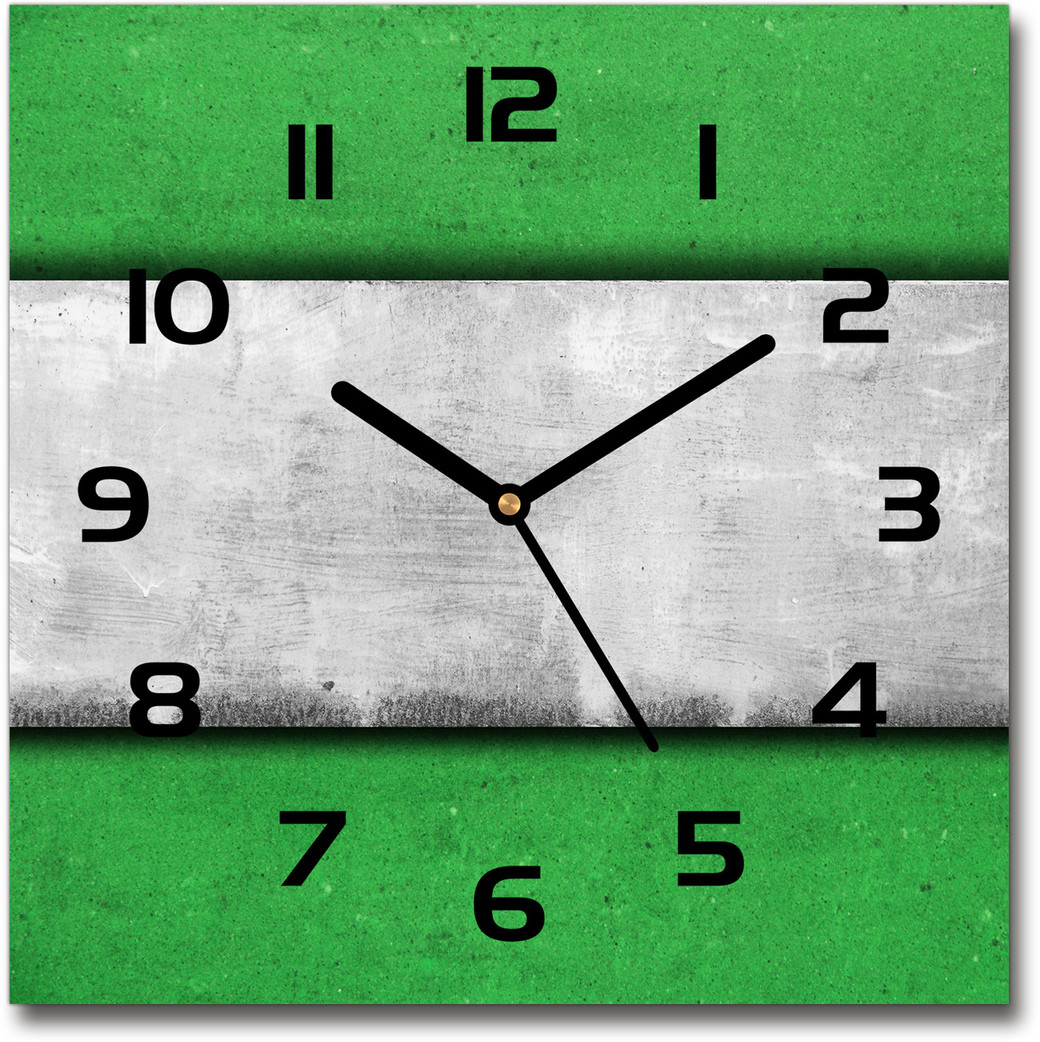Zegar szklany kwadratowy Zielony mur