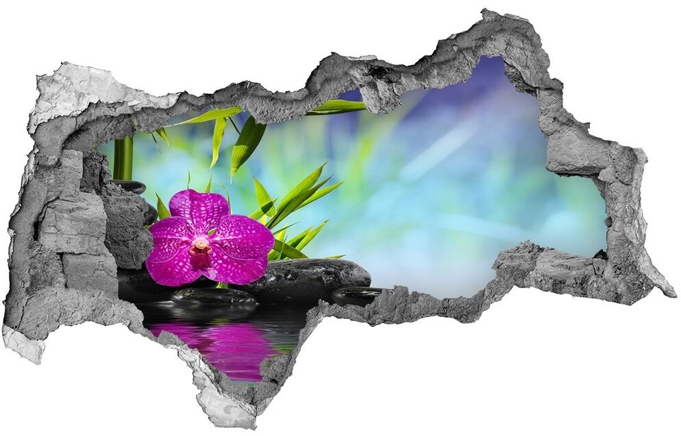 Wallmuralia.pl Samoprzylepna dziura na ścianę Orchidea bambus