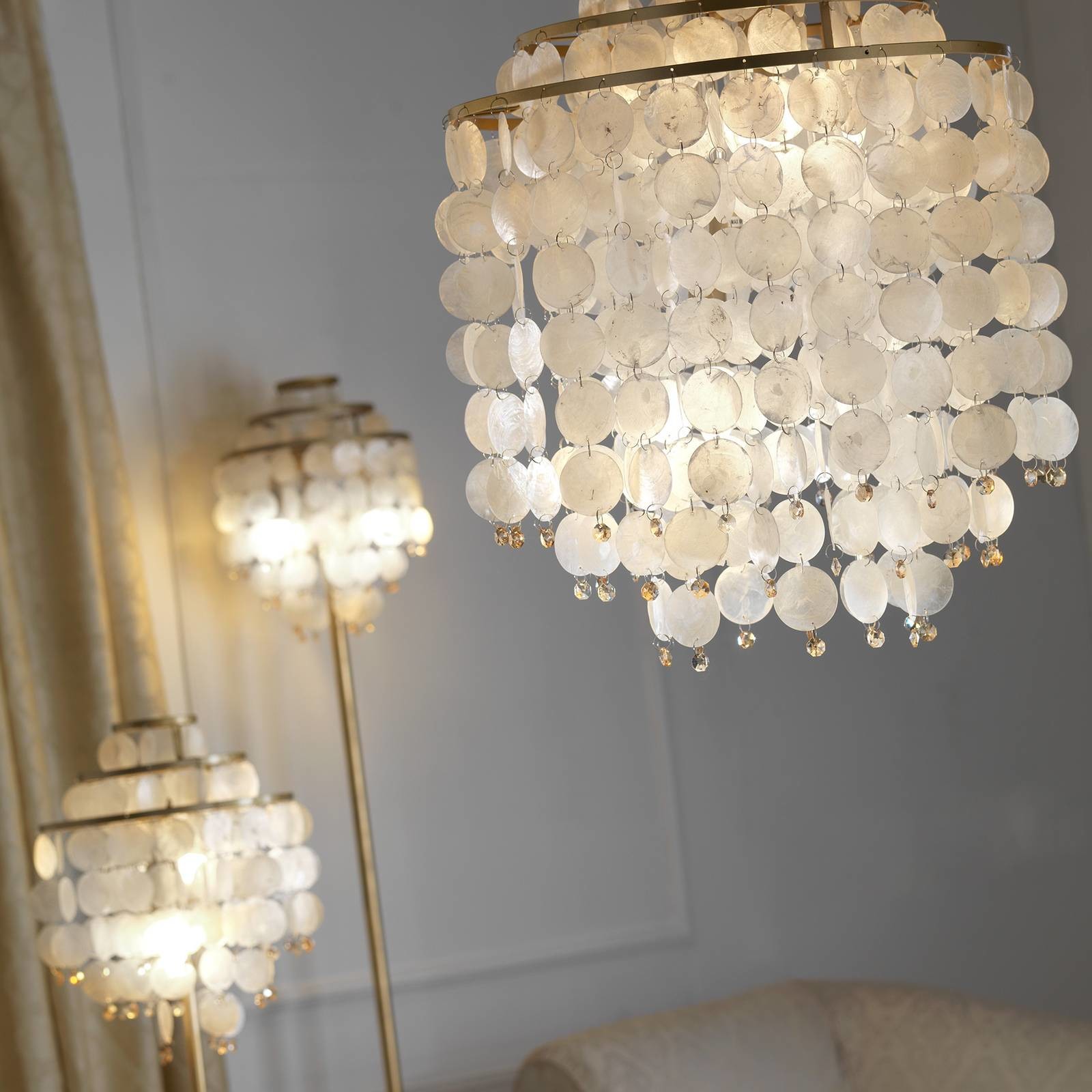 Euluna Lampa stojąca Ruben z tarczami z masy perłowej