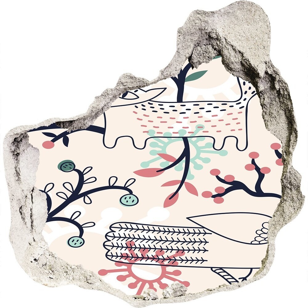 Wallmuralia.pl Dziura 3d fototapeta naklejka Zwierzęta i kwiaty