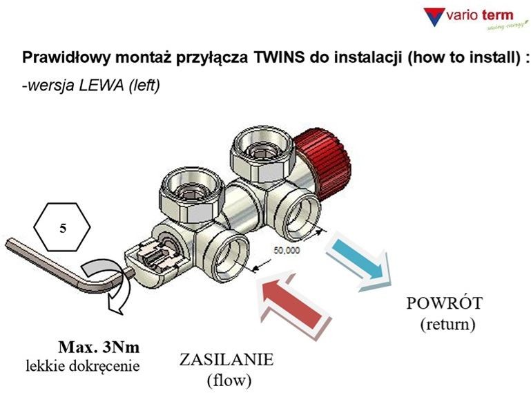 Varioterm Zawór termostatyczny TWINS ze złączką PEX/CU - mosiądz antyczny alu-pex - PEX 16 mm lewa TSGS0211CFK/L(Pex)
