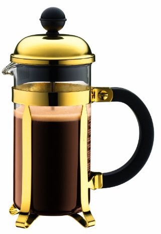 Bodum Chambord zaparzacz do kawy 3 filiżanek z metalową ramę, chrom, złoty, 7.5 x 13.5 x 18.9 cm, 1 jednostek 1923-17