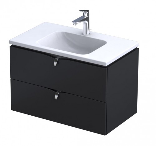 Oristo Szafka wisząca SIENA 80 cm z umywalką CERA CZARNY MAT OR45-SD2S-80-8 + UME-CE-80-91 OR45-SD2S-80-8 + UME-CE-80-91