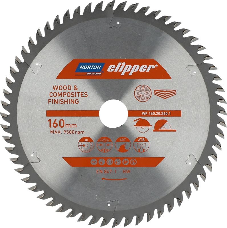 NORTON PIŁA TARCZOWA 160mm x 20mm x 60z DREWNO I KOMPOZYTY ATB 2,2 1,6 N70184608089 70184608089