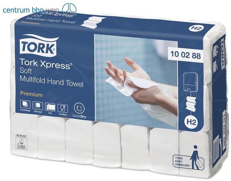 Tork XPRESS MIĘKKI RĘCZNIK MULTIFOLD, 4 PANELOWY (W SKŁADCE WIELOPANELOWEJ) ART. 100288, H2, 2; BIAŁY 100288