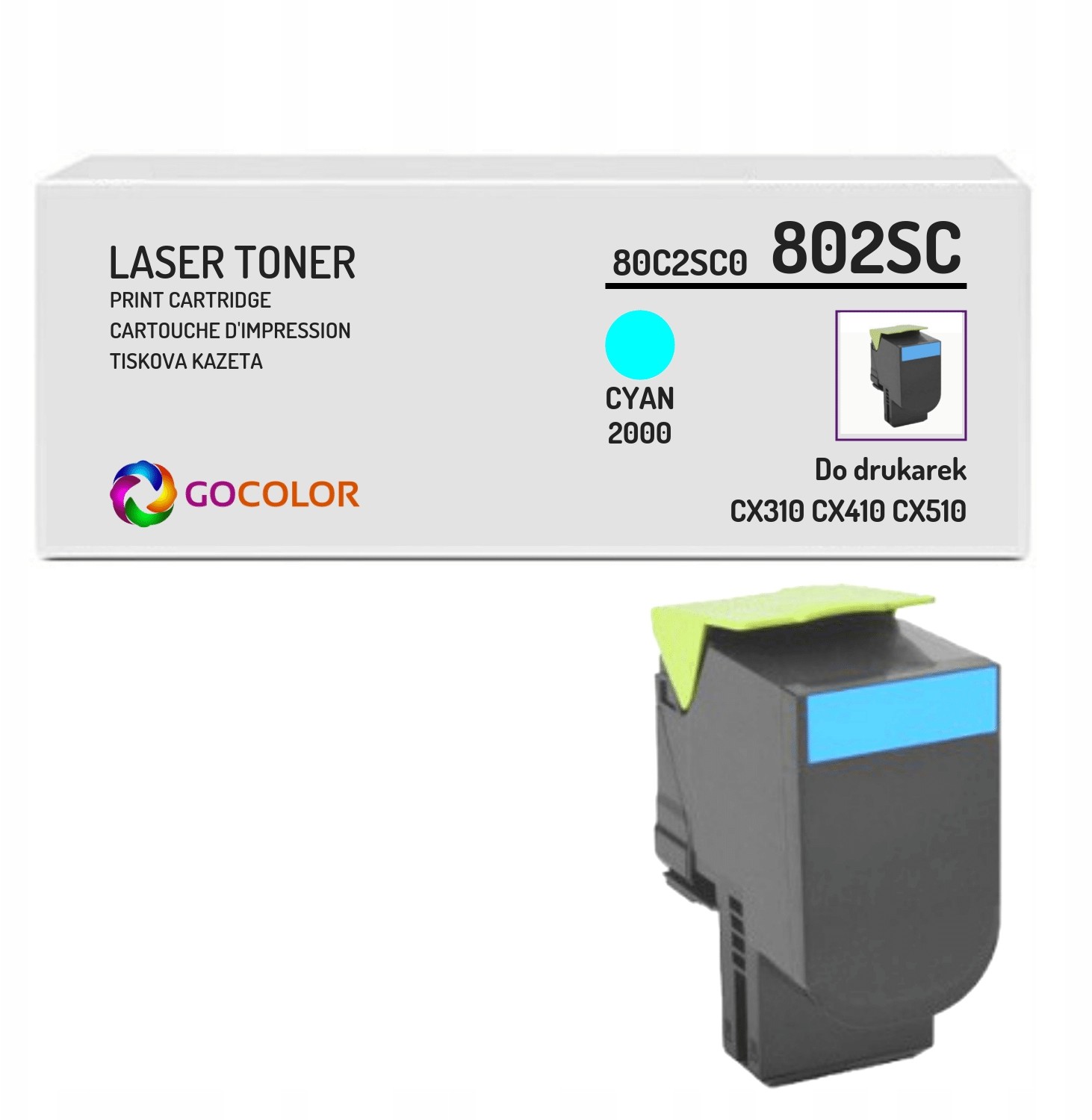 Toner do Lexmark 80C2SC0 Cyan CX510 de