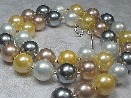 Arande PERŁY SEASHELL PIĘKNY NASZYJNIK 12 MM 1105197456