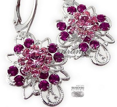 Swarovski Ślub Kolczyki Rose Venue Srebro