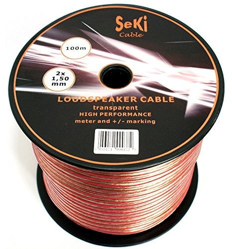 SeKi Kabel głośnikowy 2x1,50mm2 - 100m - przezroczysty - CCA - kabel audio - kabel głośnikowy