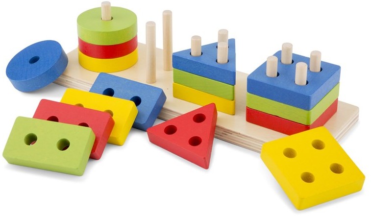 New Classic Toys - Drewniane puzzle z kształtami geometrycznymi