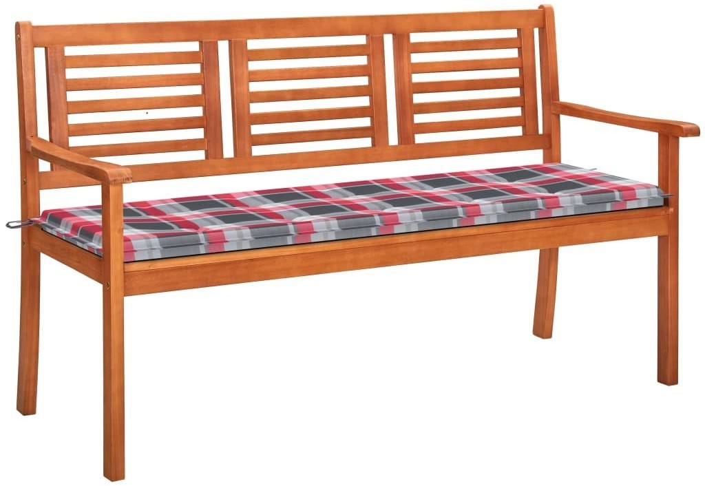 vidaXL 3-os. ławka ogrodowa z poduszką, 150 cm, lity eukaliptus 3061009