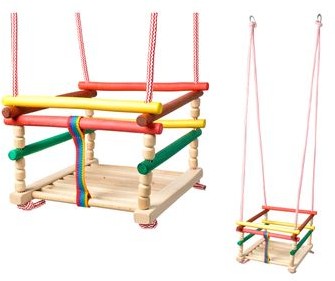 Iso Trade Huśtawka Drewniana Kolorowa dla Dzieci Bujak 6248
