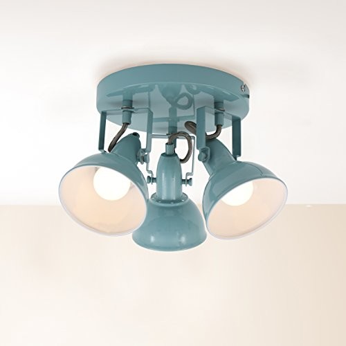 Briloner Leuchten lampa sufitowa, lampa sufitowa z 3 obrotowy i obrotowe punkty w stylu retro/vintage design, oprawa: E14 maksymalnie 40 Watt, metal, wymiary: 21 x 15.6 cm, kolor: miętowy biały 2049-030R