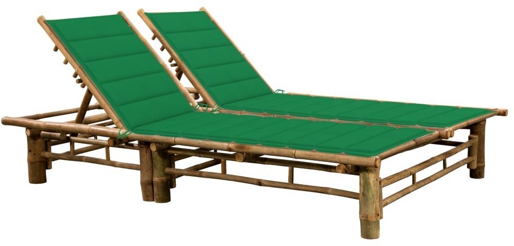 vidaXL 2-osobowy leżak z poduszkami, bambusowy 3063950