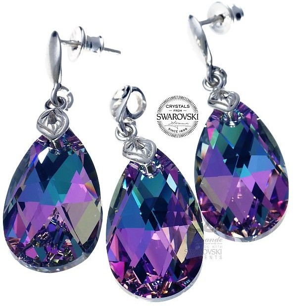 Arande Piękny Komplet Swarovski VITRAIL LIGHT SREBRO 4827696962