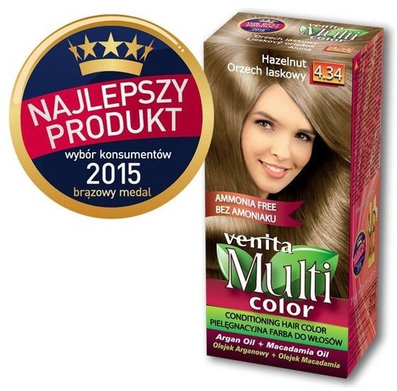 Venita Multi Color, farba do włosów, 4.34 Orzech Laskowy