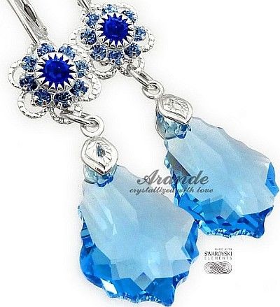 Swarovski Nowe Piękne Kolczyki Aqua Feel Srebro