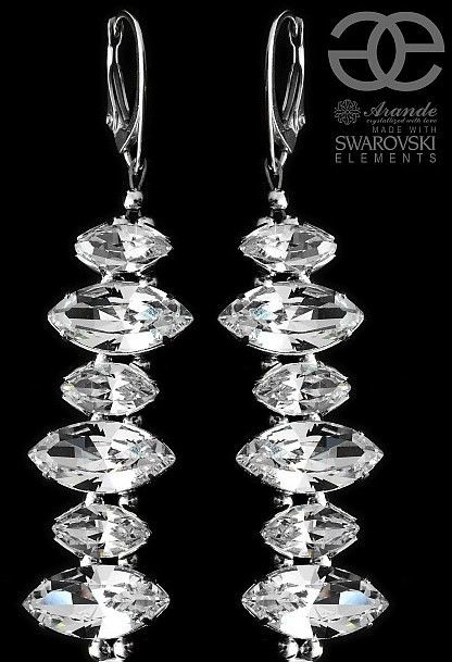 Swarovski ŚLUBNE PIĘKNE KOLCZYKI CRYSTAL SREBRO