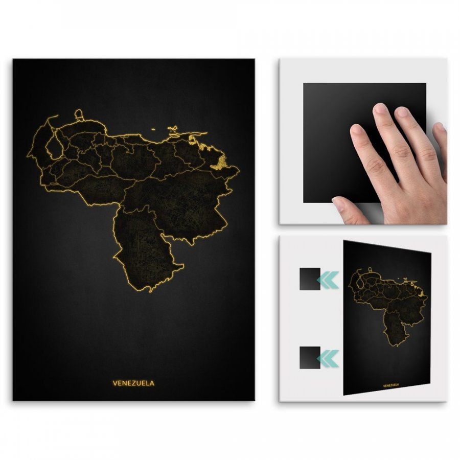 Pix4home Plakat metalowy Mapa City Lights Wenezuela M POS-M-04295