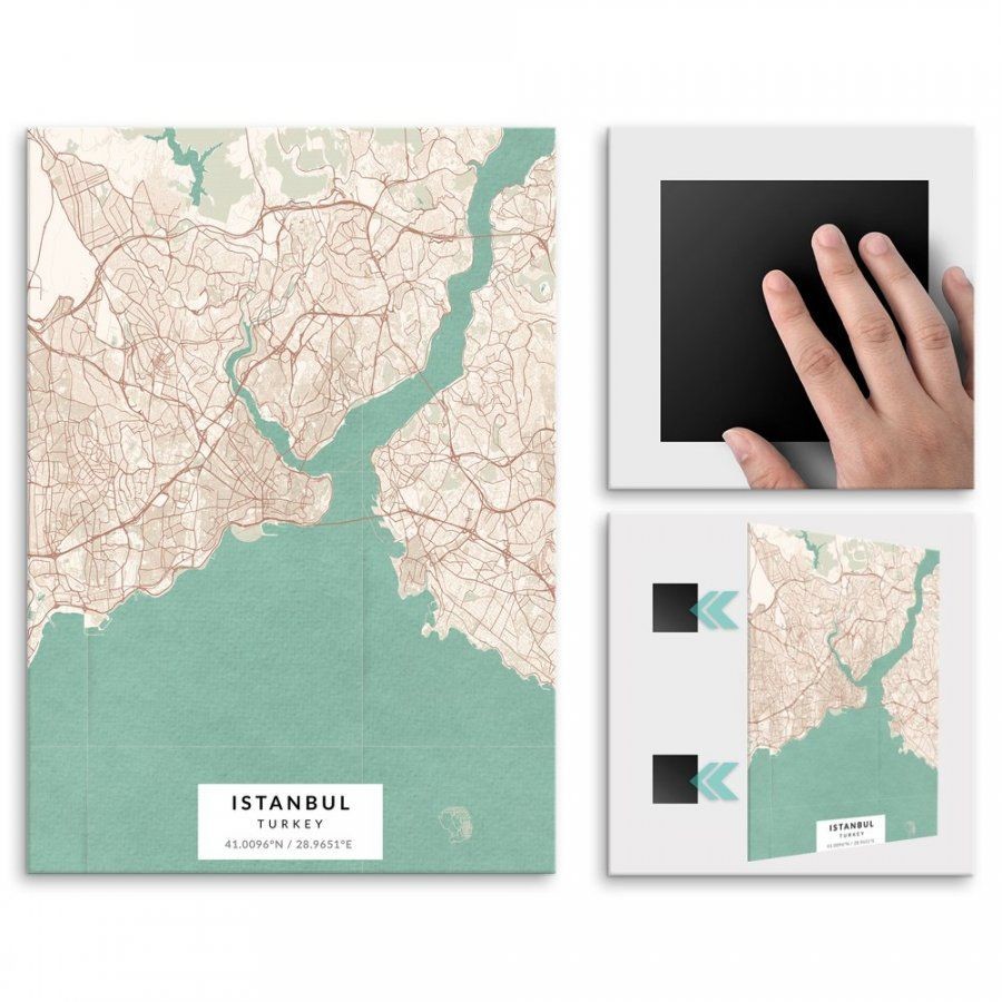 Pix4home Plakat metalowy Mapa Vintage Stambuł L POS-L-03574
