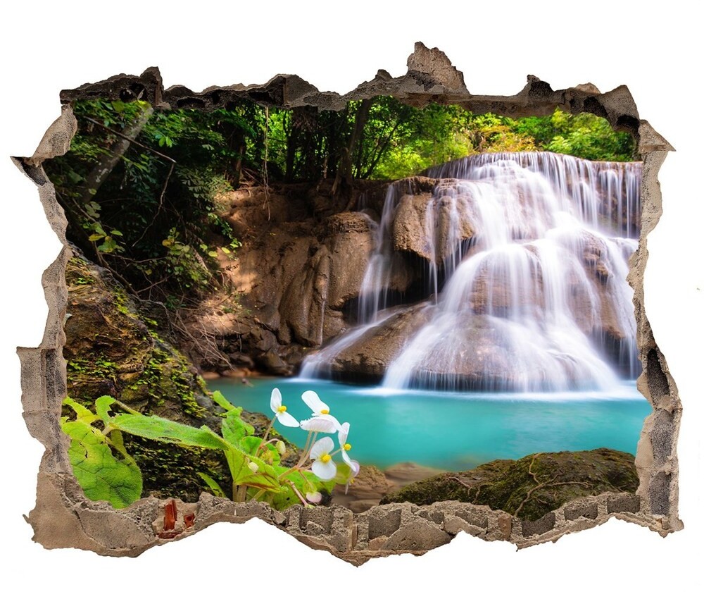 Wallmuralia.pl Dziura 3d w ścianie naklejka Wodospad Tajlandia