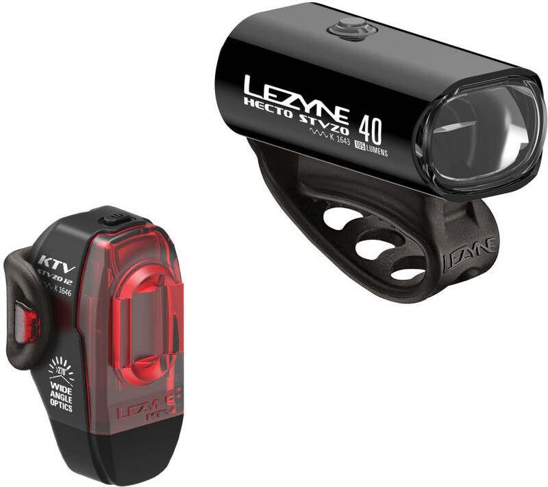 LEZYNE Hecto Drive 40/KTV Drive Zestaw oświetlenia na USB, black 2021 Lampki na baterie zestawy 452000020