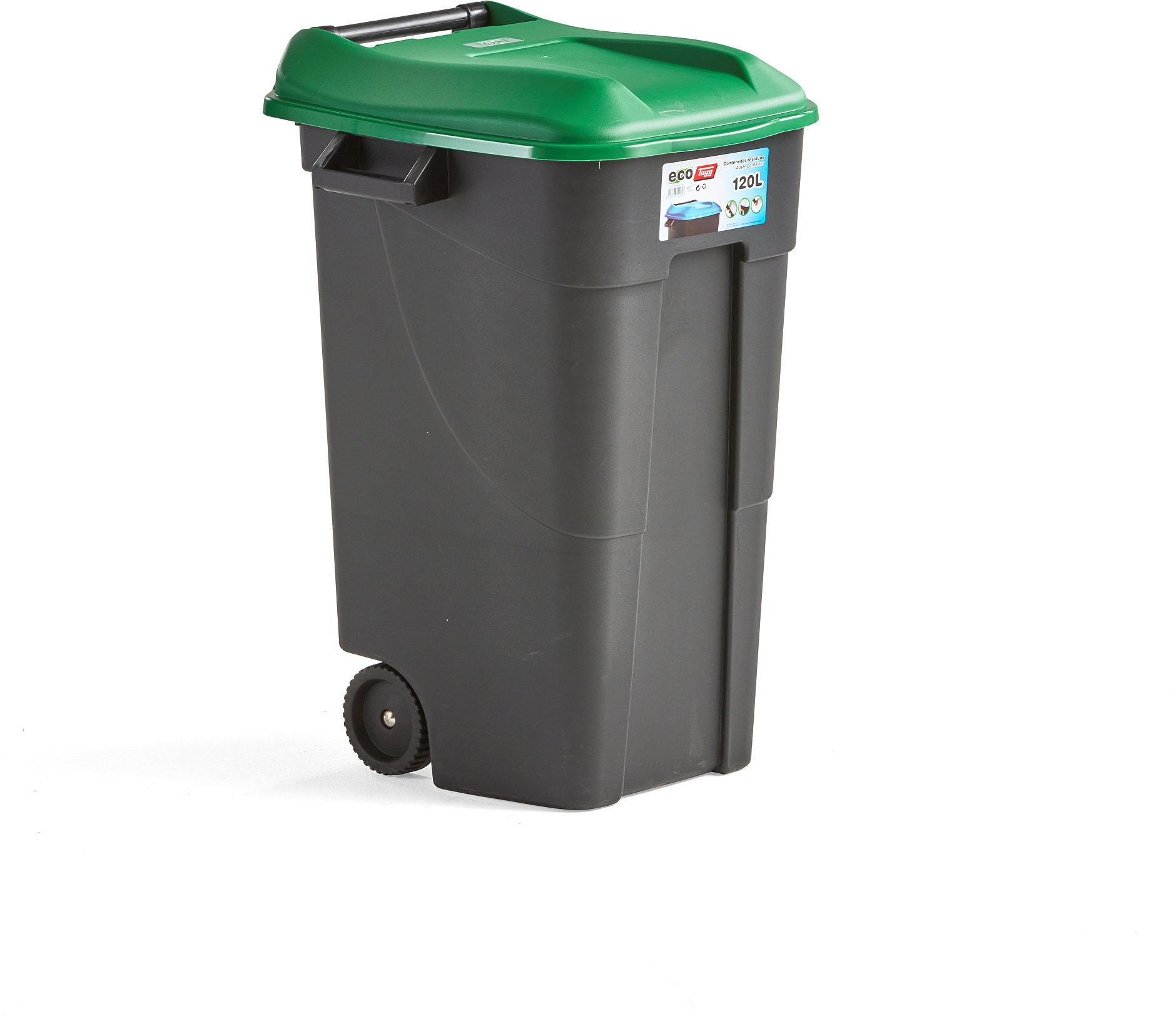 AJ Produkty Kosz do segregacji LEWIS z pokrywą, 120L, zielony
