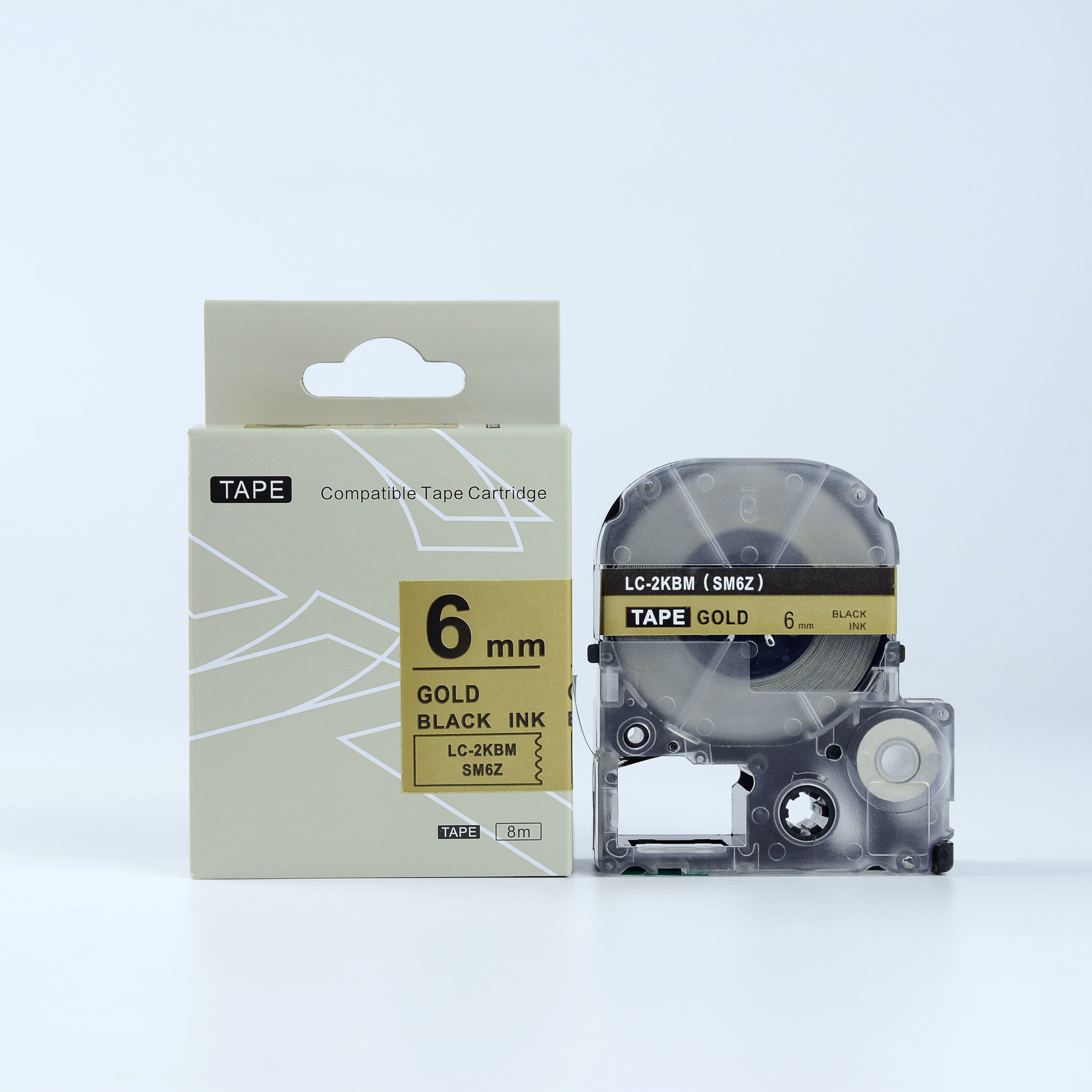Epson LK-SM6ZW, 6mm x 9m, czarny druk / złoty podkład, taśma zamiennik