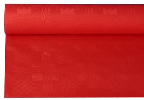 Papstar 18598 obrus z papieru z tłoczeniem Damast 8 m x 1,2 m, czerwony 18598