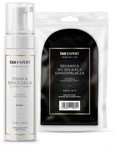 Tan Expert Zestaw TanExpert Dark Topaz Pianka Samoopalająca 200 ml + TanExpert Magic Mitt Rękawica Do Aplikacji Samoopalacza