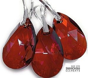 Arande Swarovski Nowe Piękne Kolczyki Wisiorek Red Magma 2180193423