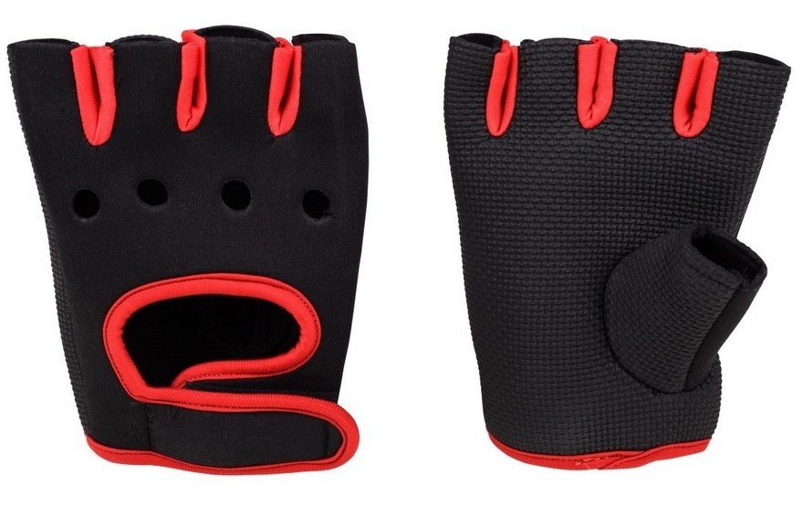 Hop-Sport Rękawiczki neoprenowe do ćwiczeń czarno-czerwone)