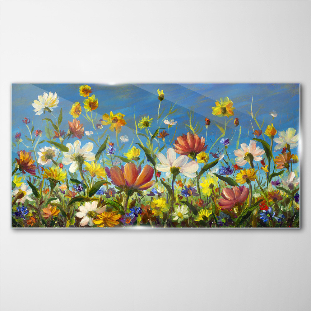 PL Coloray Obraz Szklany malarstwo kwiaty łąka 140x70cm