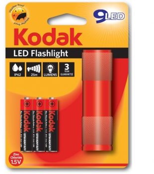 Kodak Latarka Kodak 9-LED + 3 baterie AAA czerwona ALUMINIUM 30412460