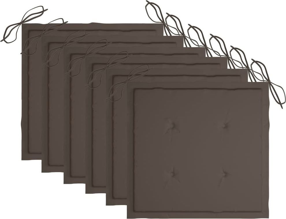 vidaXL Poduszki na krzesła ogrodowe 6 szt. kolor taupe 50x50x4 cm 314055 314055
