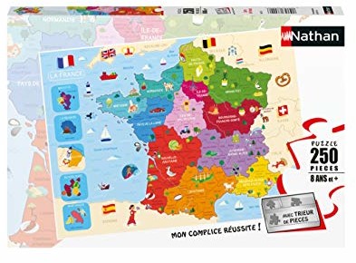 Nathan Puzzle 250 części mapa Francja, dzieci 4005556868759