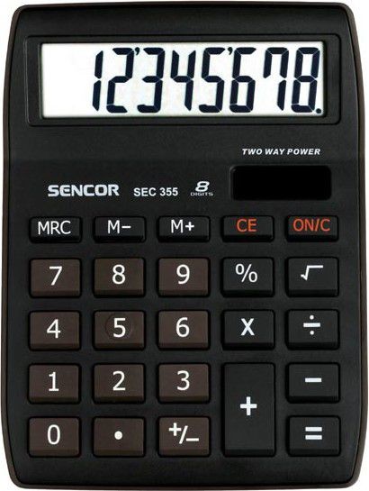 Фото - Калькулятор Sencor Kalkulator SEC 350, czarna, biurkowy, 8 miejsc, duży wyświetlacz 