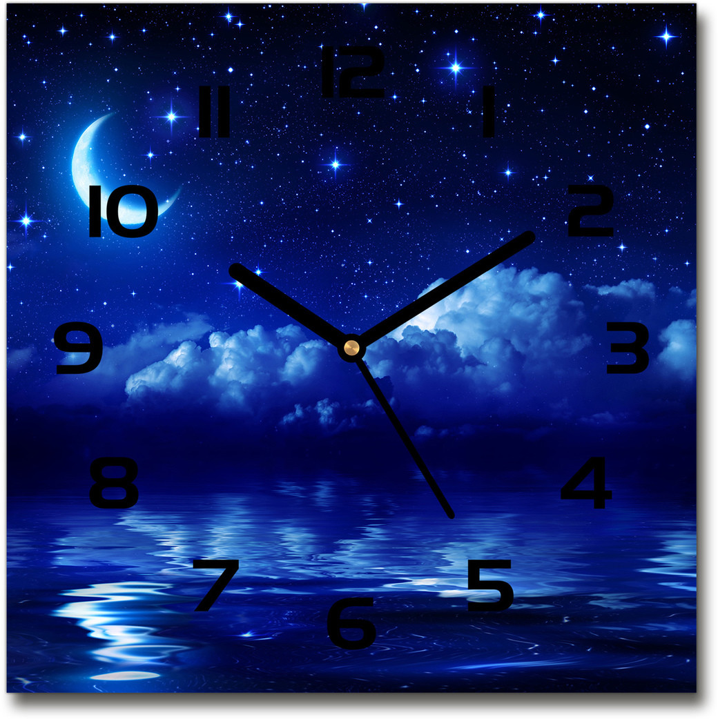 Zegar szklany kwadratowy Niebo nocą