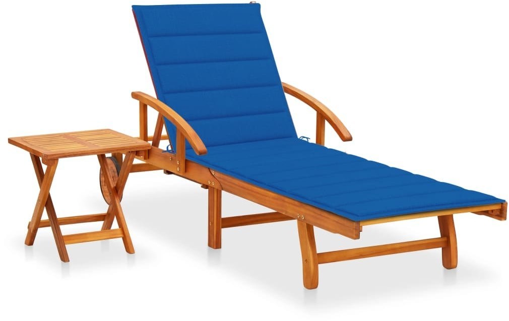 vidaXL Lumarko Ogrodowy leżak ze stolikiem i poduszką, lite drewno akacjowe 3061627