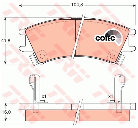 TRW Zestaw klocków hamulcowych, hamulce tarczowe GDB3165