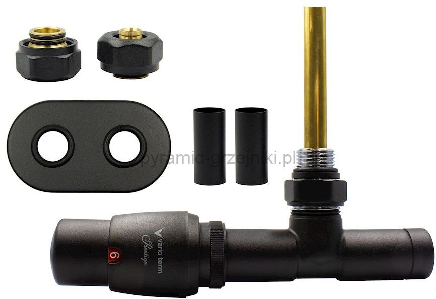 Varioterm Zawór termostatyczny UNICO All i One rozeta owalna - czarny str. pex 16 mm lewy AUGS0214CFK/L(Pex)
