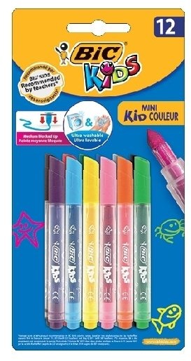 BIC Mini Kid Couleur, Flamastry, 12 kolorów