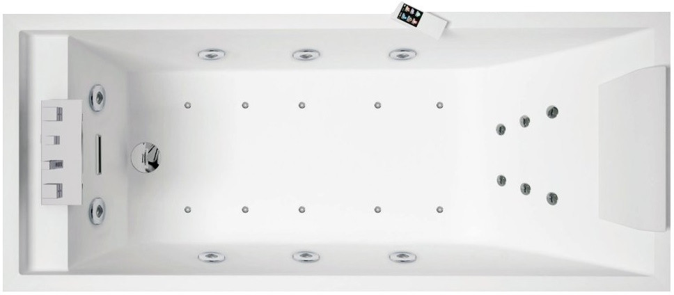 Novellini Sense 3 190x80 cm Wanna z hydromasażem Dynamic Plus prostokątna biała błyszcząca SENN19080T6-A0K