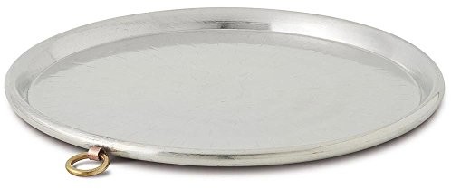 Pentole Agnelli pentole agnelli forma do pieczenia do farinata (typowo włoskim naleśniki), kute, stożkowa, z miedzi, z krawędzią, wysokość 2 cm, srebro, 34 cm COCU43/334