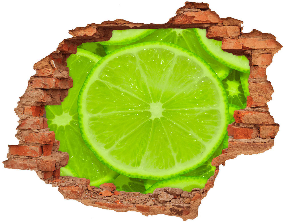 Wallmuralia.pl Naklejka 3D dziura na ścianę beton Limonki
