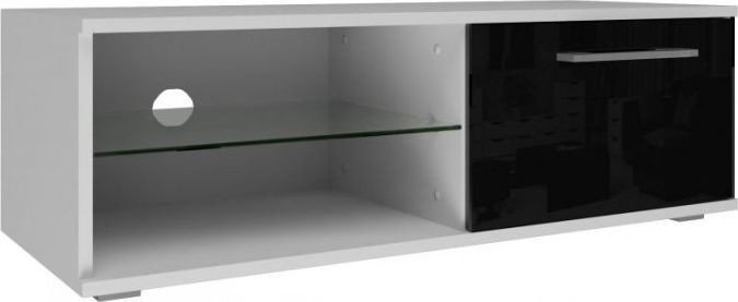 STOLIK SZAFKA RTV SANDY 100CM BIEL CZERŃ POŁYSK