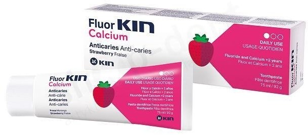 Laboratorios Kin KIN Fluor-Kin Calcium przeciwpróchnicza truskawkowa pasta dla dzieci 75 ml