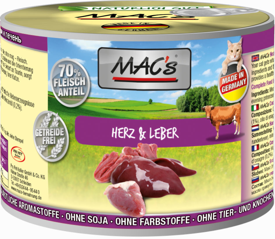 Mac´S Adult Serce z wątróbką Mokra Karma dla kota op 200g